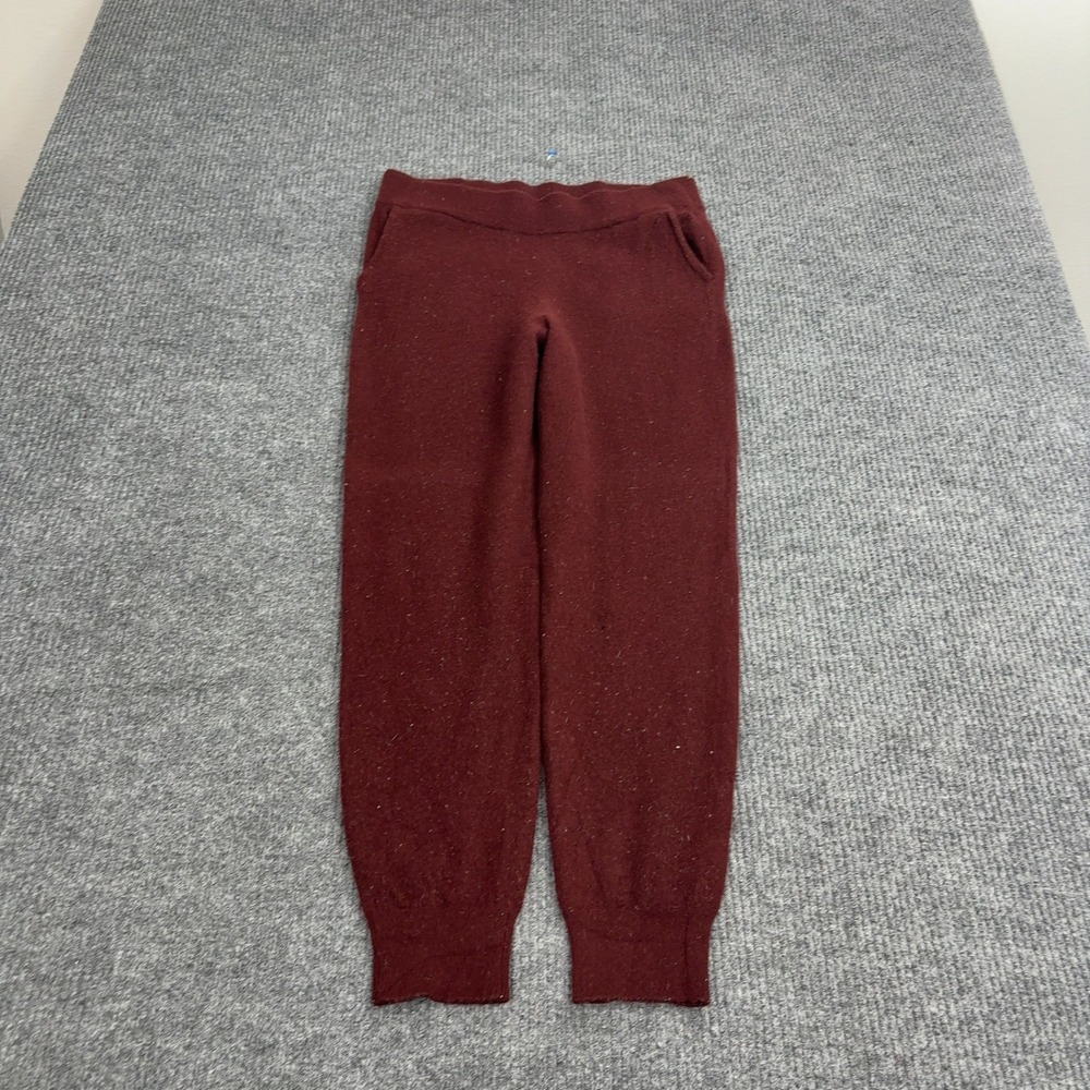 Quince Joggers Womens S Burgundy 100% Cashmere Knit Sweatpants Loungewear Cozy